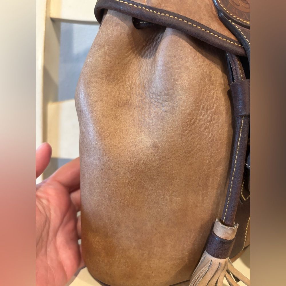 Vintage Dooney & Bourke AWL Nubuck Leather Backpack Purse Brown Tassel USA Made - Picture 5 of 11